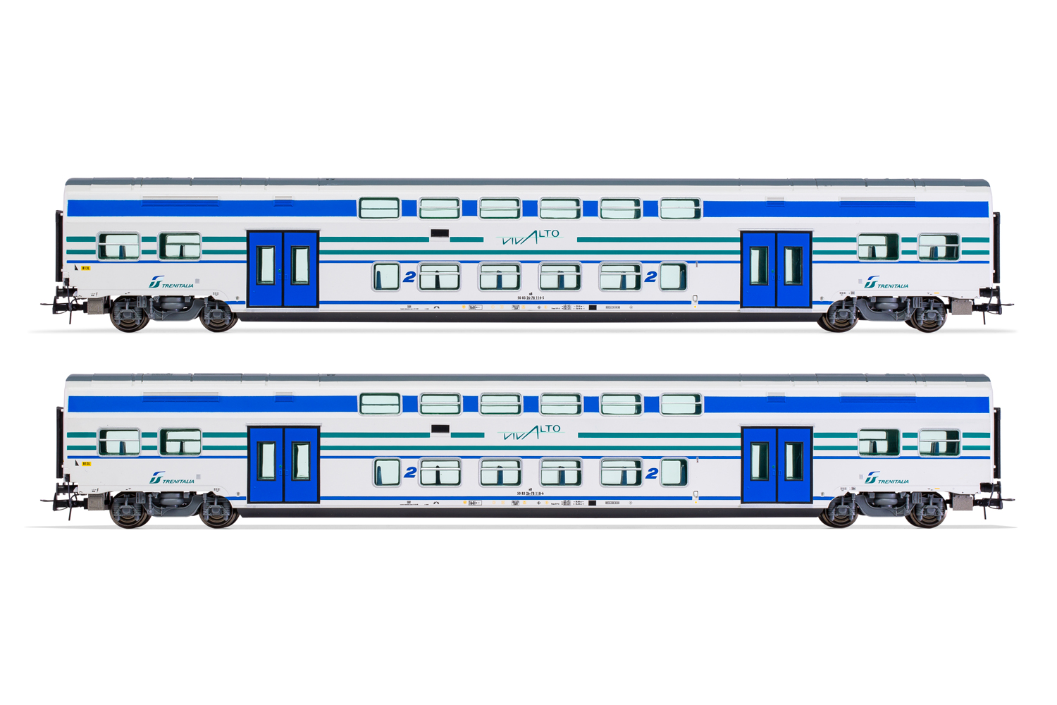 LIMA EXPERT HL5053 - FS Trenitalia set 2 carrozze intermedie 'Vivalto'' in livrea bianca con fasce verde/blu ep.VI